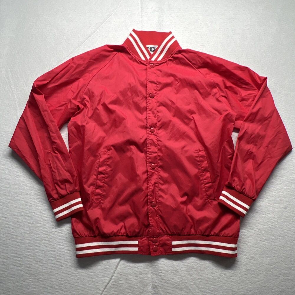 CDG Comme des Garcons SZ-J006 Red Nylon Varsity Jacket XL Logo Japan